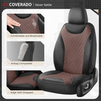 Coverado Front Car Seat Covers, Leather Seat Covers for Cars, Automotive Seat Protectors with Splicing Design，Waterproof Auto Seat Cushions Driver Seat Covers Universal for Most Cars, Black & Coffee