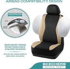 Skechers Car Seat Covers,Leather Seat Covers with GOGA Mat Technology,Waterproof Car Seat Covers Full Sets,Airbag Compatible,Comfort Universal Fit for Most Cars,Vans,Trucks,SUVs,Beige