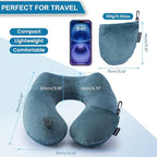 2Pack Inflatable Travel Neck Pillow for Airplane Sleeping, Adjustable Blow Up Neck Support Air Pillow Traveling on Plane Long Flights Washable