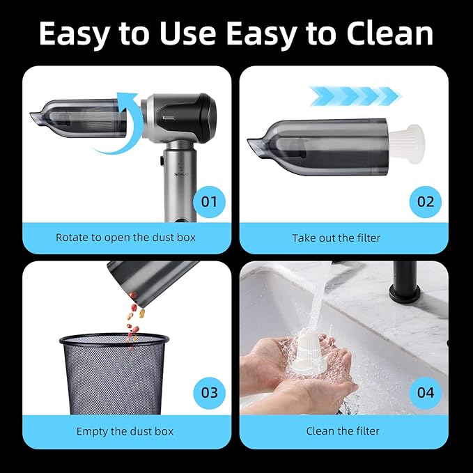 Handheld Car Vacuum Cleaner, 22000Pa High Power Hand Held Vacuum Cordless, 9-in-1 Car Vacuum Portable Cordless, 120W Handheld Vacuum with Multi-Nozzles for Auto, Home, Office, Pet
