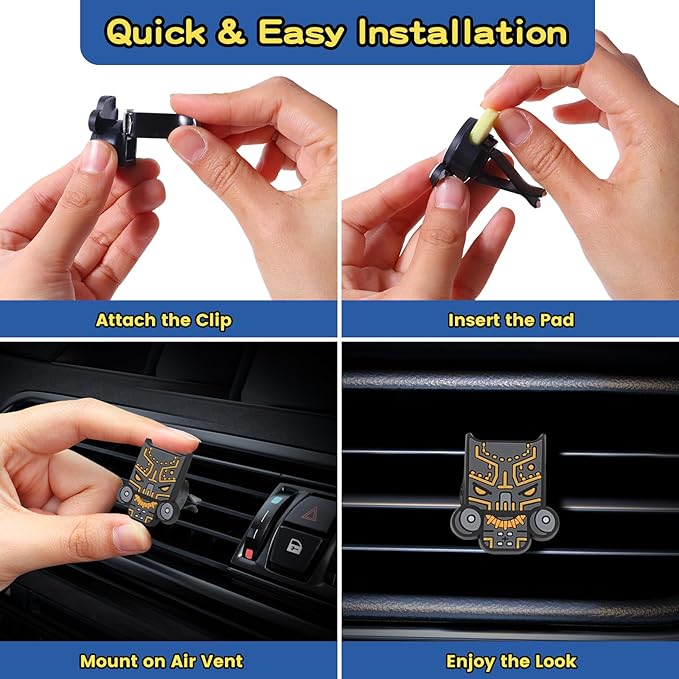 Air Vent Decoration - Cute Super Hero Decorative Vent Clip for Cars, Bedroom or Office [Black Panther]