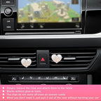 Ziciner 2PCS Bling Heart Car Air Vent Clips Charms, Heart Shaped Crystal Car Air Freshener Vent Clips, Rhinestone Air Conditioning Outlet Clip, Vehicle Decor Accessories for Women Girls (White)