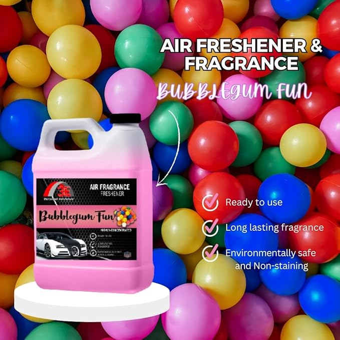 3E Car Air Freshener Concentrate – 64 oz – Professional Automotive Fragrance – Multiple Scents (Bubblegum)