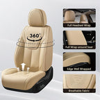 FLORICH Seat Covers, Front Car Seat Covers Luxury Waterproof Faux Leather Seat Covers Cushion, Car Seat Protectors Universal Fit for Most 5 Seats Vehicles - Beige