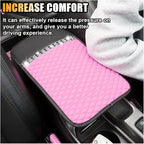 Bling Leather Car Armrest Seat Box Cover, Car Console Armrest Cover with Crystal Rhinestones, Anti-Scratch Waterproof Auto Center Console Protector Cushion Pad for Car SUV Truck (Pink)