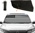 CHILL�TEK US Flag Car Windshield Sun Shade Umbrella, American Foldable Umbrella Sunshade for Front Window UV Reflector Protection Auto Shades Cover black 1,57x31 In