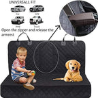 BESULEN Dog Car Seat Cover for Back Seat, Waterproof Dog Bench Seat Pad Compatible for Armrest & Seat Belt, Universal Nonslip Durable Soft Pet Protector for Cars Trucks & SUV (Orange Edge)