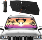 CHILL·TEK Funny Animal Car Windshield Sun Shade Umbrella, Dolphin Love Car Sun Shade Umbrella, Block UV Rays Heat Foldable Windshield Umbrella Sun Visor Protector - Keep Vehicle Cool for Cars SUV