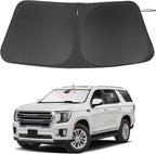Windshield Sun Shade Custom Fit for 2021 2022 2023 2024 2025 GMC Yukon XL/Chevrolet Suburban Accessories Foldable Sunshade Sun Blocker Protect Car from Sun Rays & Heat Damage Keep Car Cooler