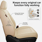 Santa Fe Seat Covers Custom Fit for Hyundai Santa Fe 2007-2026 (Only 5-Seat Version) - Full Set Premium Leather, Waterproof, All-Weather, Airbag Compatible, Only 2 Front seat Covers (Beige)