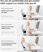 BEBAS Adjustable Air Lumbar Support Pillow for Office Chair, Car & Gaming Chair Memory Foam Back Support for Pain Relief & Posture Correction with Washable Cover, Grey