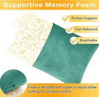 2 Pack Small Pillow, Memory Foam Mini Pillow 11 X 7 Inches for Travel, Sleeping, Nap and Neck, Knee, Lumbar Support, Tiny Cushion for Pet, Dogs (Teal Green)