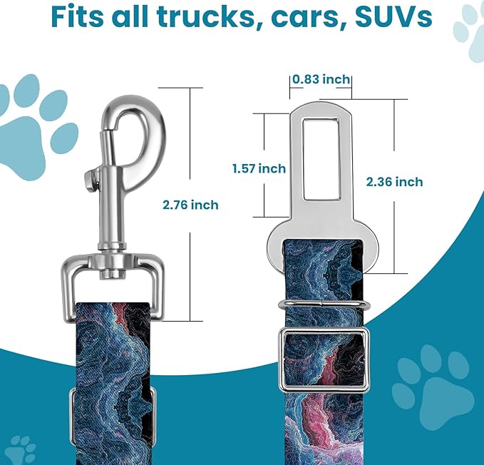 Adjustable pet cat and Dog car seat Belt，The Lanyard is Flexible and Adjustable from 20 to 33 inches (Black Lightning)