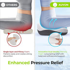 AUVON Multi-Layer Gel Seat Cushion for Ideal Support & Softness, Cooling Memory Foam Office Chair Cushion for Hemorrhoid, Sciatica & Tailbone Pain Relief, Anti-Slip Back Seat Pillow