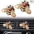 2 Pcs Shiny Bee Vent Clips, Car Diffuser Vent Clip Rhinestone Diamond Interior Decor, Crystal Air Fresheners Vent Clips, Car Decoration, Bling Car Accessories, Golden