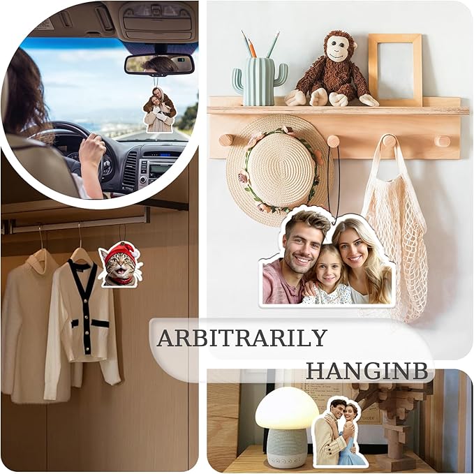 6Pcs Custom Air Fresheners with Picture - Double Sided Print Personalized Car Air Freshener with Logo Personalized Gifts for Valentine's, Car Charms for Rear View Mirror. (6pcs-Crop)