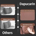 Car Headrest Pillow for Driving, Dual-Sided Leather Design Neck Pillow, Breathable Softness Neck Support, Universal Fit Head Rest Travel Pillow, Brown, 2 Pack