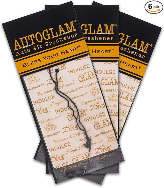 Tyler Candle Bless Your Heart Autoglam Ivory And Gold 4.5 x 3 Auto Air Freshener Mirror Hanger, Pack of 3