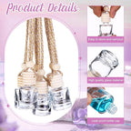 60 Pcs Hanging Car Air Freshener Car Diffuser Bottle Empty Glass Perfume Air Freshener Diffuser Bottle Pendant for Essential Oils Fragrance Aromatherapy Ornament Decor (Cylinder Style)