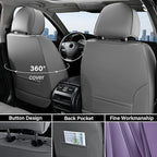 Coverado Seat Covers Full Set, Leather Car Seat Covers, Waterproof Seat Covers for Cars, Front and Back Car Seat Protectors, Car Seat Cushions Universal Fit for Most Cars (Gray&Purple)