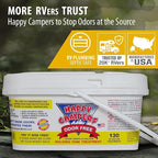Happy Campers RV Toilet Treatment - Powerful Odor Control, Long-Lasting RV Tank Treatment - Prevents Clogs, Buildup, Sensor Failure - Keeps Holding Tank Clean & Healthy, Odor Free (130 Treatments)