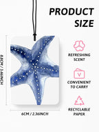 Blue Beach Car Air Freshener 4 Pcs, Ocean Coastal Beach Starfish Seagrass Hanging Air Freshener for Cars Closet Drawer Books, Blue Girly Car Accessories Mirror Decor for Women