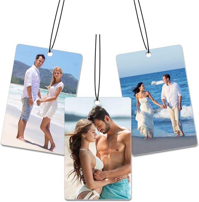 Custom Air Fresheners with Picture - Personalized Air Freshener for Car, Double Sided Customizable Photo Text,Birthday Wedding for Men Women Girlfriend Boyfriend (Rectangle)
