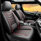 Fit Prius Car Seat Covers for Toyota Prius 2001-2025 2026 -Full Set Premium Leather, Waterproof, Breathable，All-Weather Seat Cushion Protecto & Airbag Compatible, 5-Seats Red Line Black