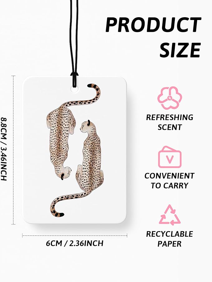 Trendy Leopard Car Air Freshener 4 Pcs, Preppy Pink Cheetah Print Star Lucky 8 Ball Hanging Air Freshener for Cars Closet Drawer Books, Cute Girly Car Accessories Mirror Decor for Women