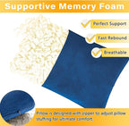 2 Pack Small Pillow, Memory Foam Mini Pillow 11 X 7 Inches for Travel, Sleeping, Nap and Neck, Knee, Lumbar Support, Tiny Cushion for Pet, Dogs (Blue)