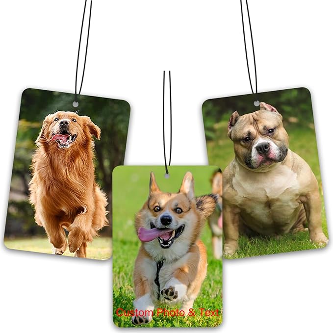 Custom Air fresheners with Picture - Personalized Photo Air Freshener for Car,Personalized Double Side Photo Text for Car Bathroom, Wardrobe Gifts for Boyfriend Men Women (Rectangle, personalized)