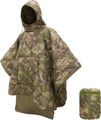 Poncho Liner Hoodie with Pocket Insulated Military Sleeping Bag Water Resistant for Outdoor Camping Travel Survival Hunting Car Emergency