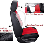 Coverado Front Seat Covers, Universal Seat Covers for Cars, Breathable Fabric&Leather Car Seat Protector, Front Car Seat Covers, Seat Covers Waterproof, Driver Seat Cover Fit for Most Cars, BlackRed