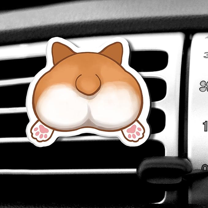 WIRESTER Fresh Scented Car Air Freshener Vent Clip, Decorative Accessories, Interior Decoration for Cars - Cute Animal Butt, Cute Dog Cat, Dog Butt Looking Back, Dog Lying