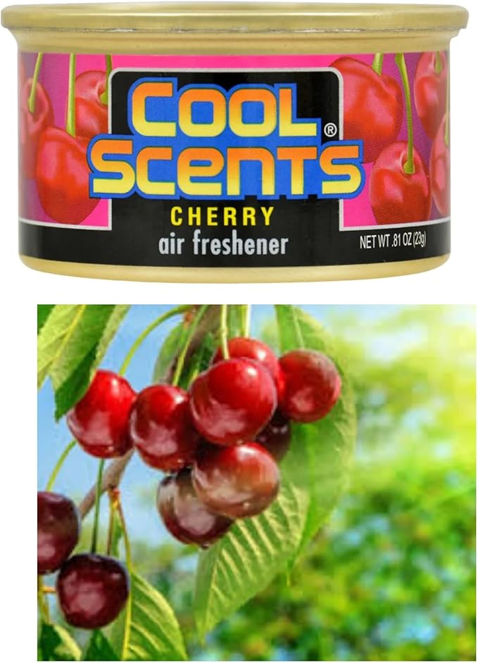 California Cool Scents Air Freshener Long-Lasting Fresh Aroma, Spill-Proof Organic Canister, .81 oz Each, Cherry, 4 Packs