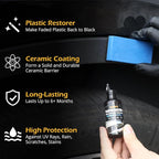 Plastic Trim Restorer for Cars, Black Trim Restorer, Deep Black Trim Renewal & UV Defense,Ideal for Faded Bumpers/Trim/Plastic Surfaces Provides 6+ Months of Protection