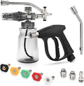 Foam Cannon Kit for Pressure Washer, Dual Connector Snow Foam Gun with Spray Gun, 5 Nozzle Tips, Curved Rods, 3/8" Swivel Quick Connect, M22-14mm & M22-15mm Adapters