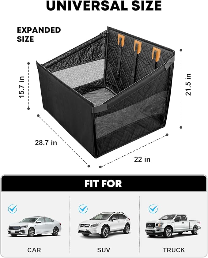 Kohree Dog Car Seat Cover for Medium Large Dogs, Hard Bottom Dog Car Seat Cover for Back Seat Waterproof 600D Car Hammock for Dogs Pet Back Seat Extender for Cars SUV Truck - Upgraded Version