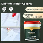 5 Gallon White Waterproof Elastomeric Roof Coating Sealant, Flexible Solar Reflective Liquid Waterproofing Adhesive for Flat, Metal, Slope Roofs Repair 20KG