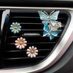 Bling Butterfly Car Air Vent Clip, Cute Rhinestone Air Freshener Clip, Glam SUV Outlet Vent Decorations, Charm Car Inter Decor Accessories for Girls Women (2Pink + 2Blue)