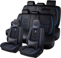 Car Seat Cover 8 Seats for Toyota Highlander 2001-2025, Waterproof Durable Premium Leather Car Seat Protector, Comfortable Anti-Slip Stylish Sport Seat Cover(8 Seats Luxury,Black Blue)