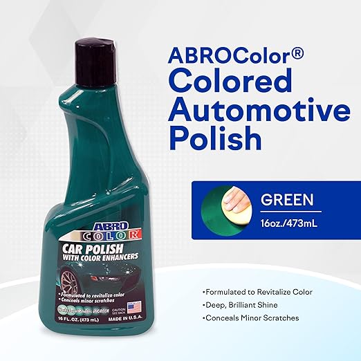 ABRO Green Car Polish: Scratch Remover for Vehicles and Paint Scratch Repair Restorer Wax, Polishing Compound for Car Detailing, Paint Scratch Repair for Vehicles, Scratch Remover 16oz.