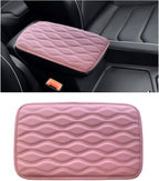 Car Center Console Pad, Waterproof Auto Armrest Seat Box Cover, PU Leather Arm Rest Protector Cushion Pad, Universal Vehicle Interior Protection Accessories for Car SUV (Pink)