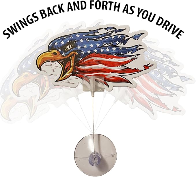 2PCS Car Air Fresheners | The Air Freshener That Swings Back And Forth | Patriotic American Bald Eagle Flag: Scents Include: Forest Fresh, Black Ice (American Eagle Flag)
