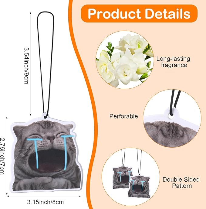 18 Pack Car Hanging Freshener Cat, Car Accessories Funny Cute Cat for Women and Men Hanging Air Freshener Interior Room Decorations Pendant Supplies