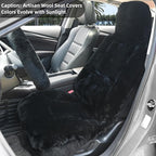 Aegis Cover Premium Australian Merino Sheepskin Car Seat Cover, Easy-Install Summer & Winter Universal Fit for SUV Truck Sedan Most Vehicles (FS-Black)