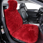 OGLAND Fluffy Sheepskin Car Seat Cover-Fuzzy Fur Auto Cushion for Universal Automotive Protector (Red, 1 Pcs Front Seat Cover)