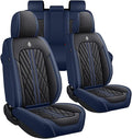 Premium Nappa Leatherette Car Seat Cover Set Custom Fit for Honda CR-V CRV 2000-2023 2024 2025 2026 Water-Proof Breathable Faux Leather Seat Cushion Protectors (Full Set 5 Seats,Black Blue)