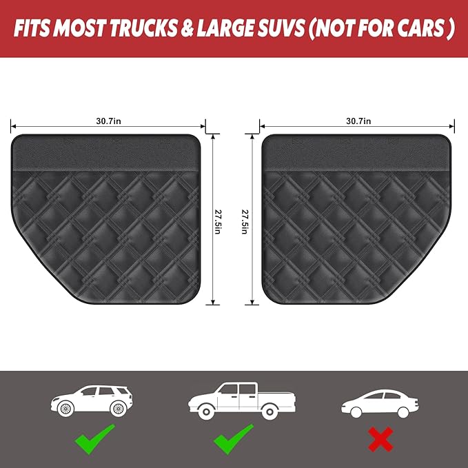 Dog Car Door Protector – 20% Larger Design for Trucks & Large SUVs, 2 Packs PU Material Thickened Waterproof Door Panel Covers, Protects Doors from Dog Scratching