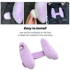 Baby Car Seat Head Neck Support,Adjustable Travel Pillow for Toddler,Portable Travel Pillow for Kids,U-Shape Travel Headrest Cushion,Baby Neck Pillows for Pushchair,Purple